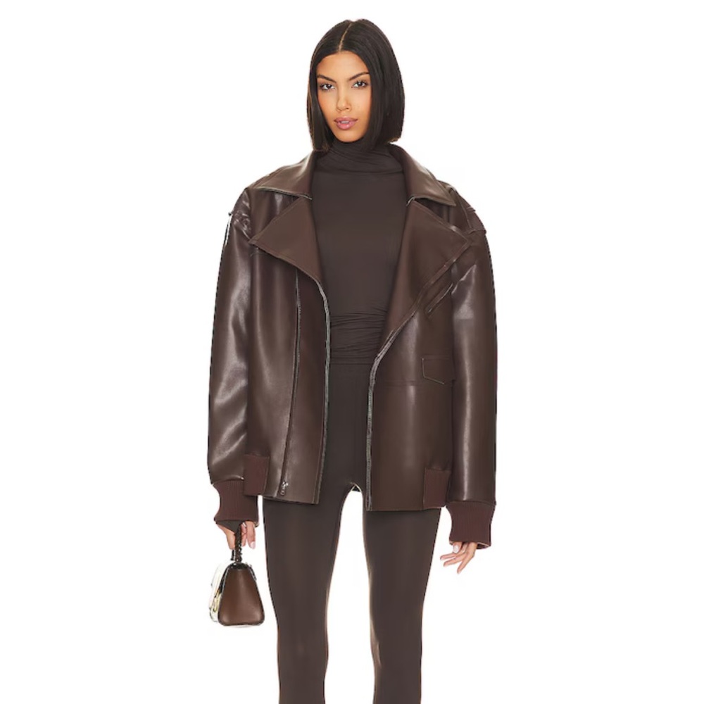 Norma Kamali Military Oversized Moto Jacket — Chocolate NWT - Picture 5 of 7
